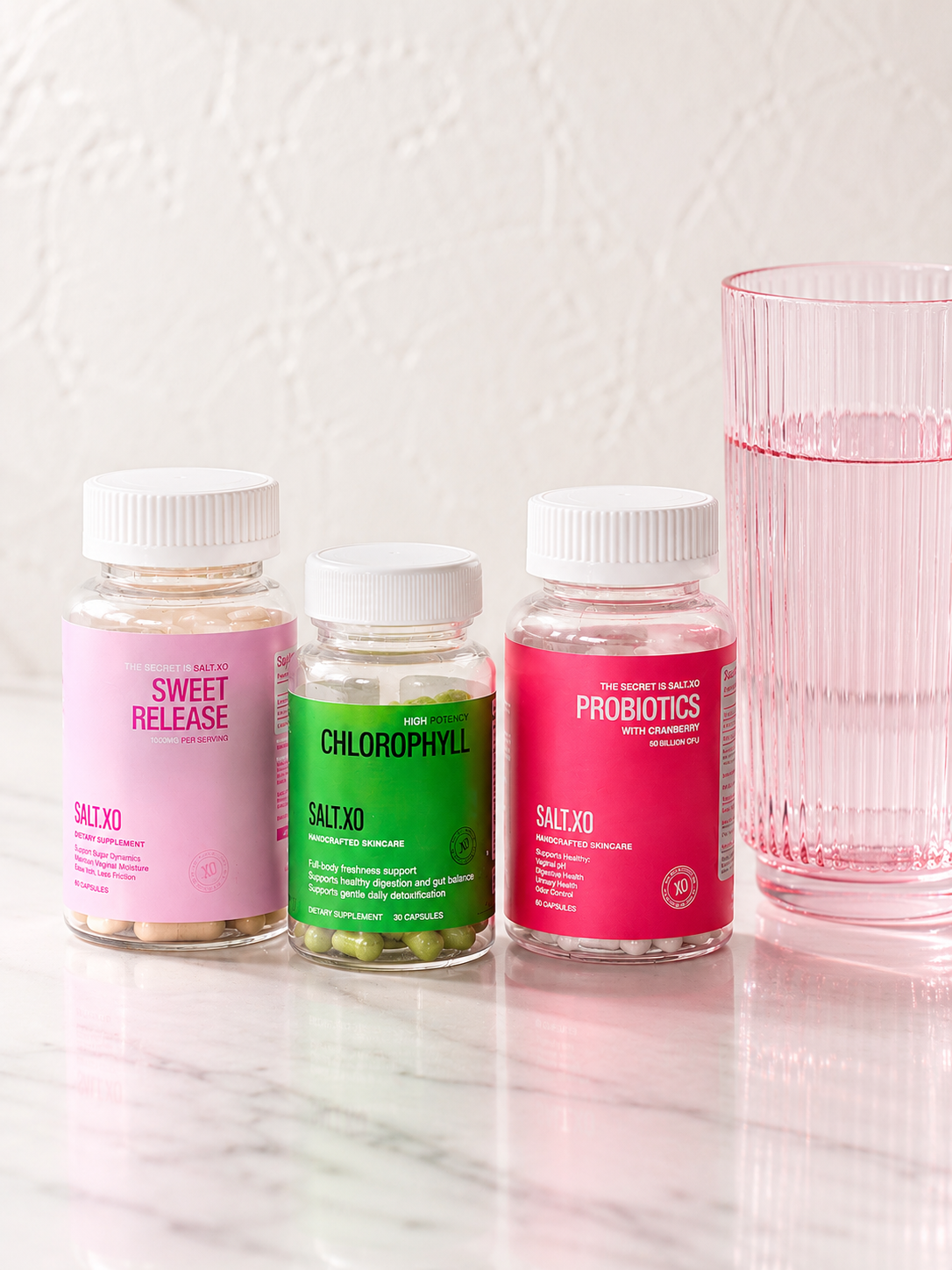 Salt.Xo Ultimate Feminine Wellness Bundle (Chlorophyll, Probiotics, Slippery Elm)
